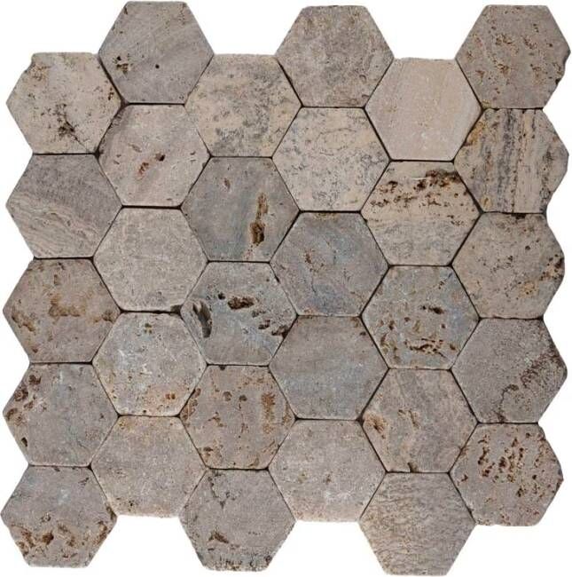 Stabigo Parquet Hexagon Wandtegel | 30x30 cm | Natuursteenlook | Mat Sunset bruin