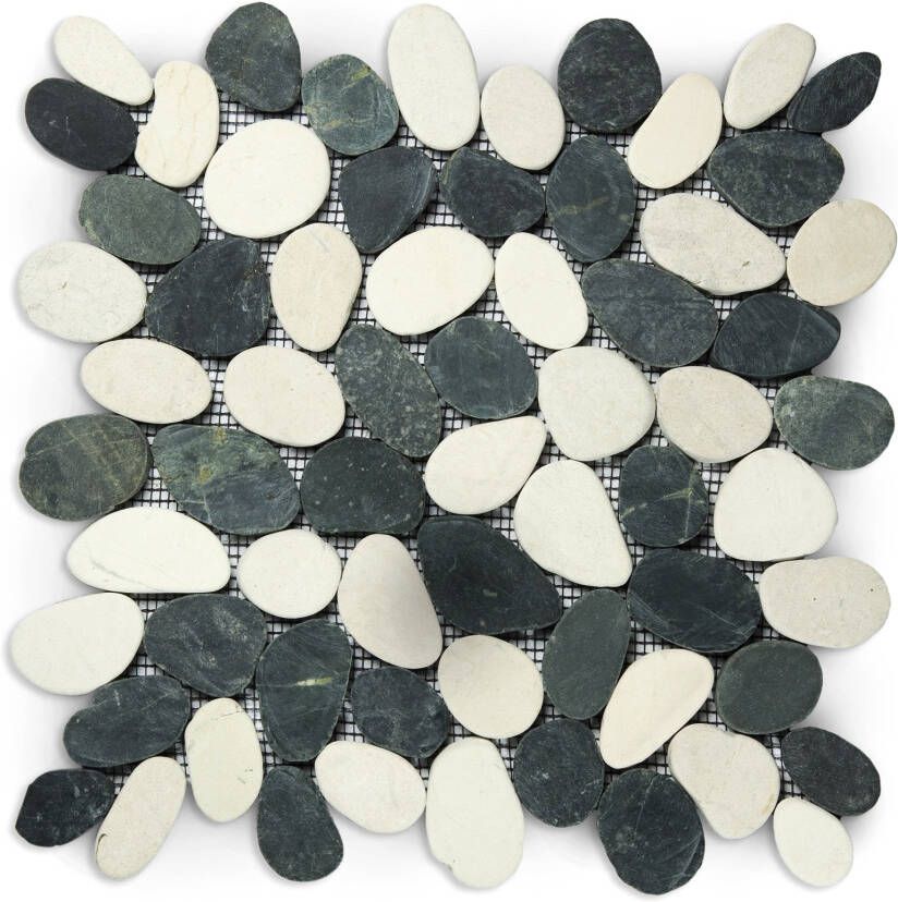 Stabigo Pebble Sliced Mix Black and White mozaiek 30x30 cm multicolor mat