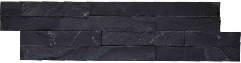 Stabigo Stone Panels 02 Wandtegel | 15x55 cm | Natuursteenlook | Mat Black Slate