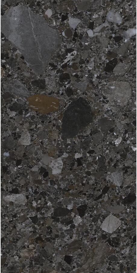 STN Cerámica Inlay Vloer- en wandtegel | 60x120 cm | Gerectificeerd | Terrazzo | Gepolijst Zwart - Foto 2