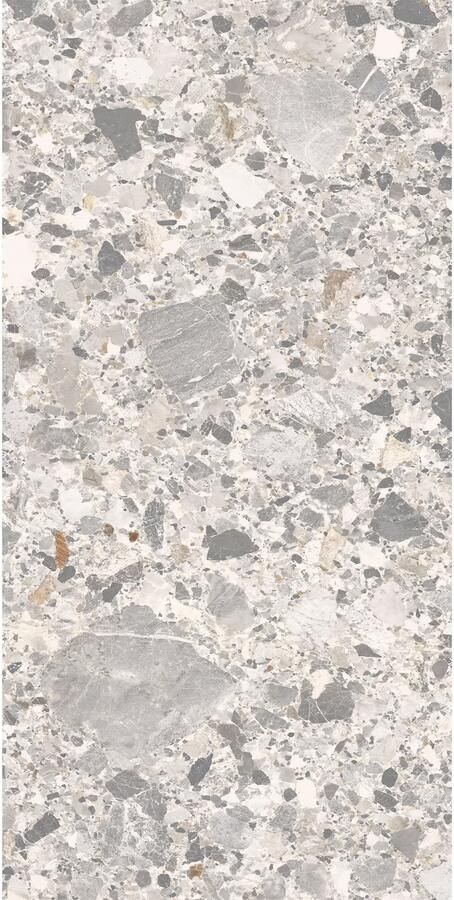 STN Cerámica Inlay Vloer- en wandtegel | 60x120 cm | Gerectificeerd | Terrazzo | Mat Lichtgrijs