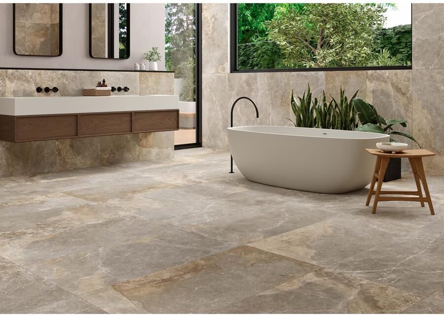 STN Cerámica Strato Vloer- en wandtegel | 59.5x120 cm | Gerectificeerd | Natuursteenlook | Mat Grijs - Foto 2