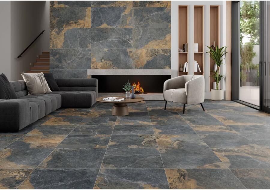 STN Cerámica Strato Vloer- en wandtegel | 60x60 cm | Gerectificeerd | Natuursteenlook | Mat Zwart