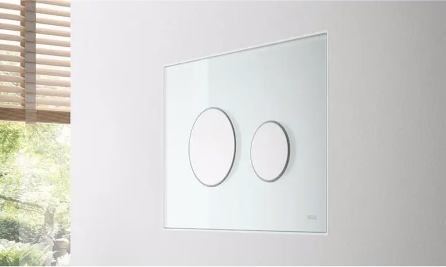 Tece Bedieningsplaat Loop | 2 knops | Toetsen Chroom-mat | Dualflush | Glas | Wit glans - Foto 2