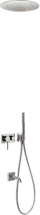 Tres Badkraanset 3V 3-Weg Mengkraan Met Plafond Douchekop Handdouche Staal - Foto 4