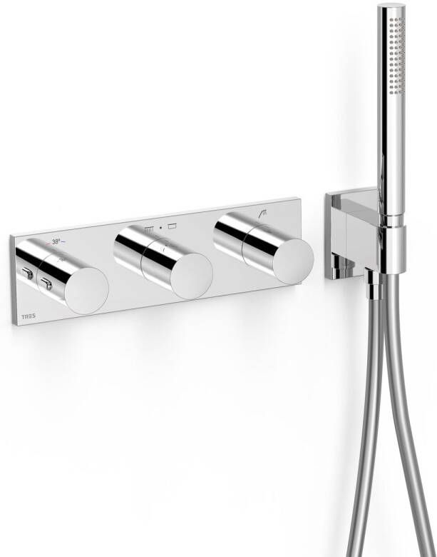 Tres Douchekraan B-System | Inbouw | Thermostaatkraan | Excl.Inbouwdeel | 3-weg | Rechthoek | Chroom - Foto 2