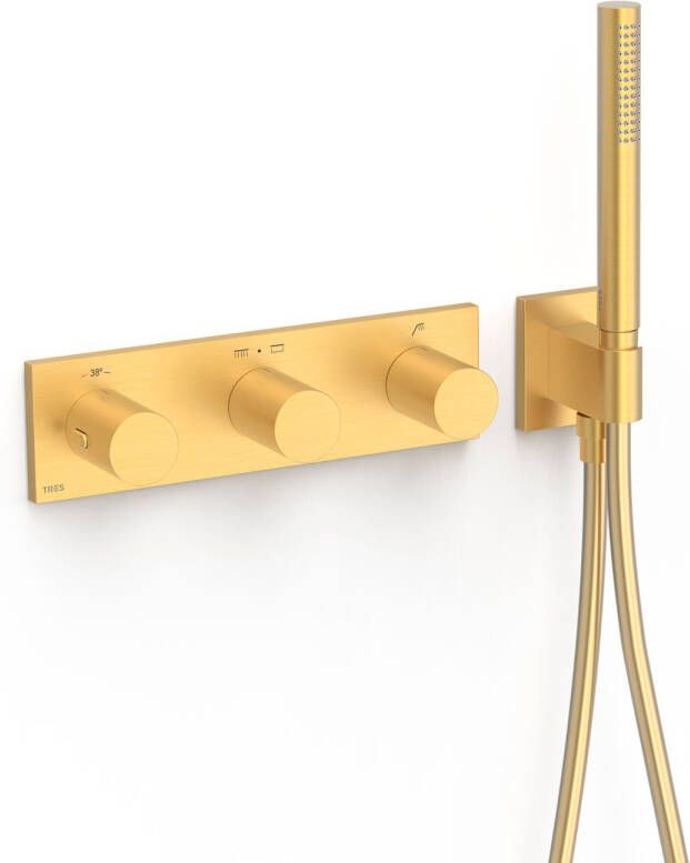 Tres Douchekraan B-System | Inbouw | Thermostaatkraan | Excl.Inbouwdeel | 3-weg | Rechthoek | 24k Goud mat - Foto 2