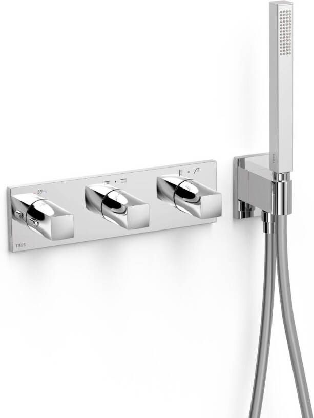 Tres Douchekraan B-System | Inbouw | Thermostaatkraan | Excl.Inbouwdeel | 4-weg | Rechthoek | Chroom