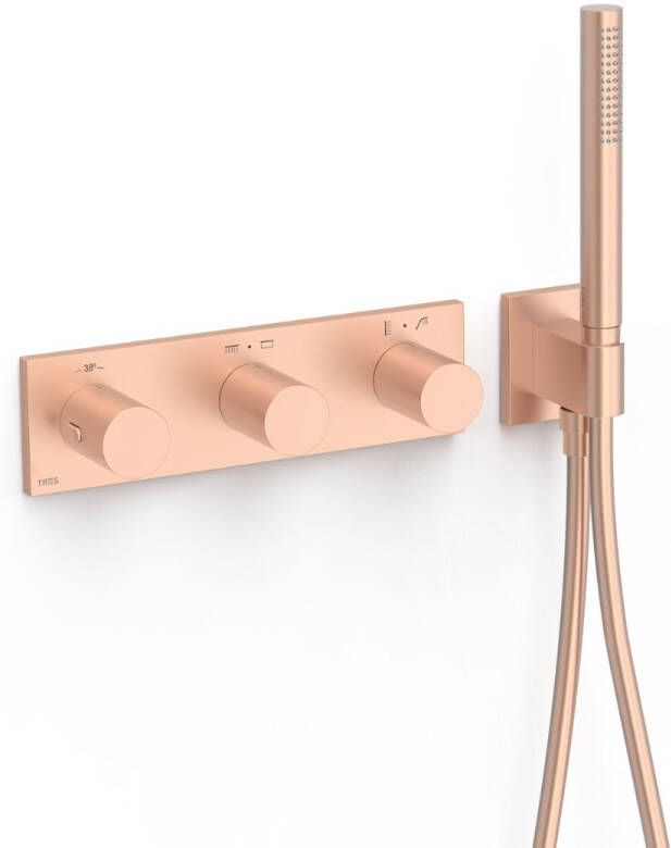 Tres Douchekraan B-System | Inbouw | Thermostaatkraan | Excl.Inbouwdeel | 4-weg | Rechthoek | 24k Rose goud mat