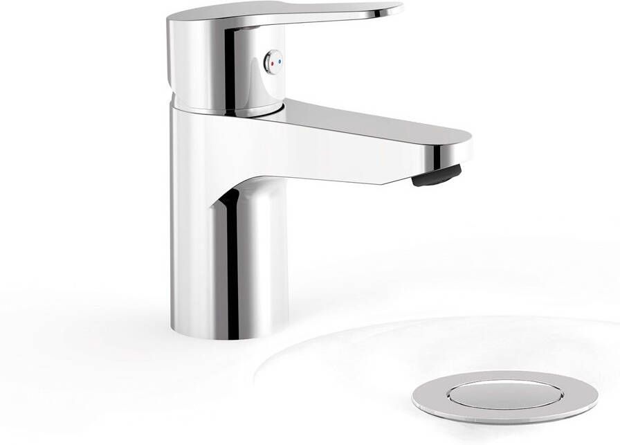 Tres Wastafelkraan Base | Opbouw | Mengkraan | Incl.Click afvoer | Laag model | 1-hendel | Chroom - Foto 2