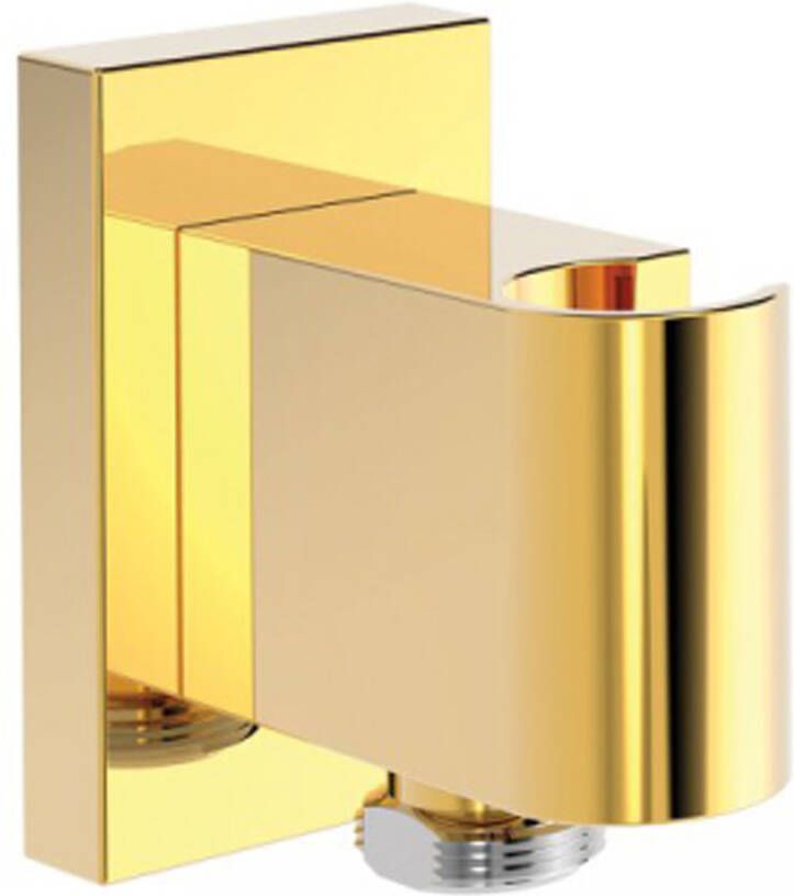 Tres Block System wandaansluiting met handdouche houder rond goud glans