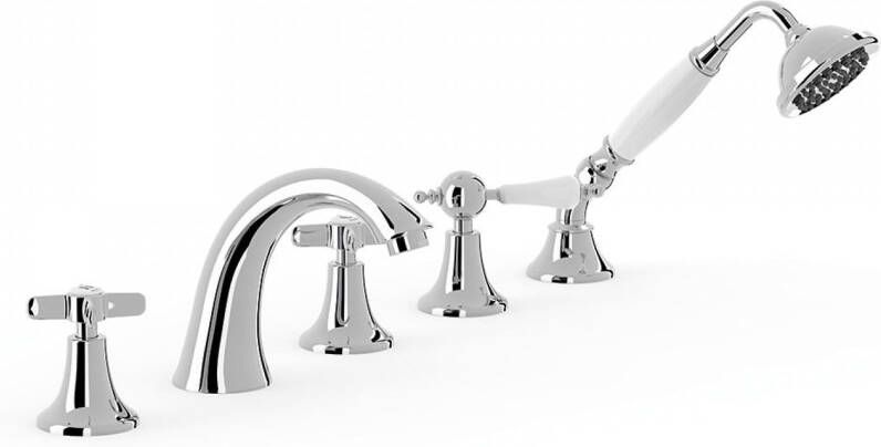 Tres Badrandkraan Clasic Mengkraan Gebogen Incl. Omstelknop en Handdouche Chroom - Foto 2