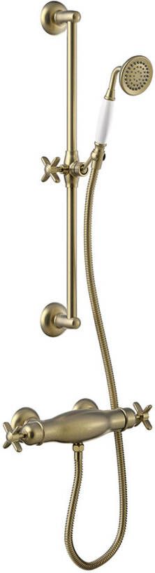 Tres Douchekraan Clasic | Opbouw | Thermostaatkraan | 1-weg | hoh 15 cm | 2-knops | Vintage | Messing oud - Foto 2