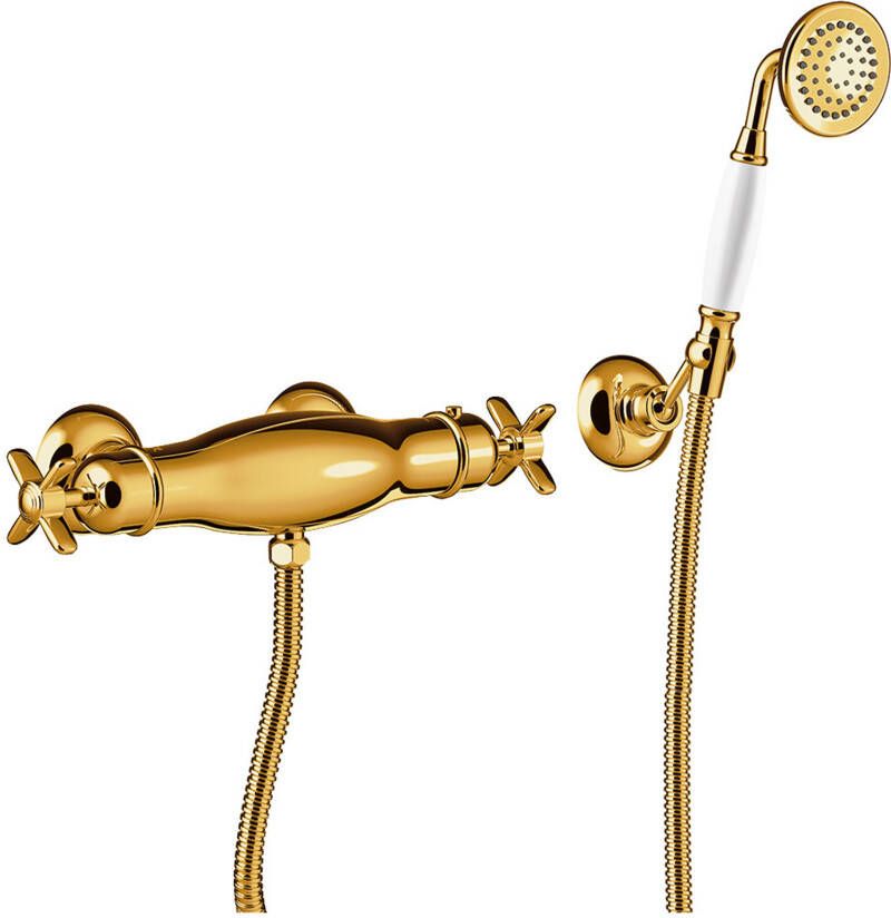Tres Douchekraan Clasic | Opbouw | Thermostaatkraan | 1-weg | hoh 15 cm | 2-knops | Vintage | 24k Goud glans - Foto 2