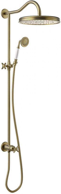 Tres Regendoucheset Clasic Opbouw Incl. Handdouche Verouderd Messing Mat - Foto 2