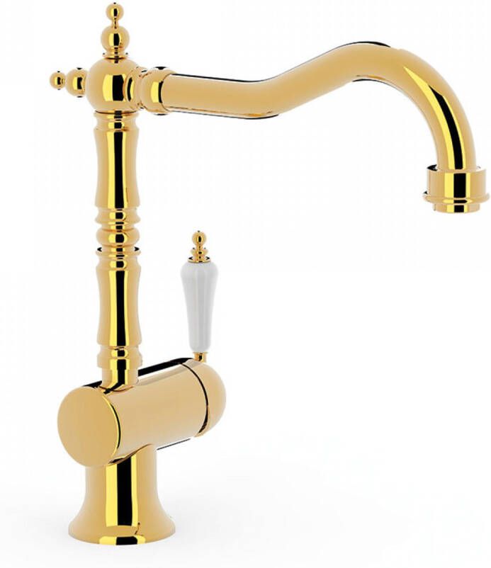 Tres Keukenkraan Clasic | Opbouw | 360Â° Draaibaar | Mengkraan | 1-hendel | Vintage | 24k Goud glans