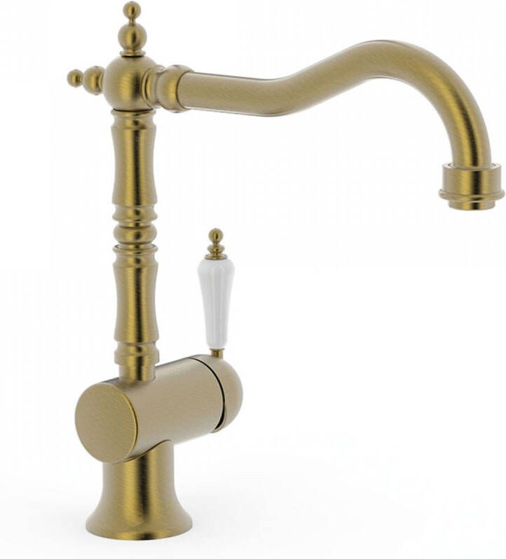 Tres Keukenkraan Clasic | Opbouw | 360Â° Draaibaar | Mengkraan | 1-hendel | Vintage | Messing mat