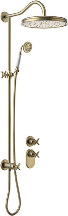 Tres Regendoucheset Clasic Opbouw Incl. Handdouche Inbouw Douchethermostaat Verouderd Messing - Foto 4