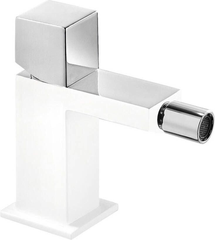 Tres Bidetmengkraan Cuadro Exclusive met Draaiknop Korte Uitloop 10 cm Chroom Wit - Foto 2
