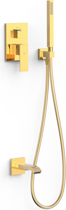 Tres Regendouche set Cuadro | Inbouw | Mengkraan | 2-weg | rechthoek | 24k Goud glans