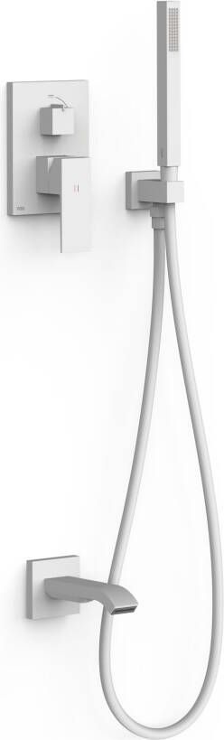 Tres Regendouche set Cuadro | Inbouw | Mengkraan | 2-weg | rechthoek | Wit mat
