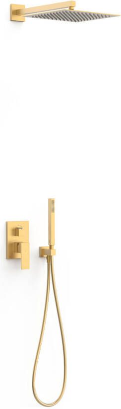 Tres Regendouche set Cuadro | Inbouw | Mengkraan | 2-weg | Vierkant | 24k Goud mat