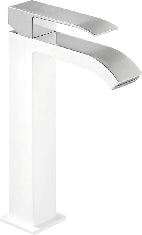 Tres Wastafelkraan Cuadro | Opbouw | Mengkraan | Waterval uitloop | Hoog model | 1-hendel | Vierkant | Wit chroom
