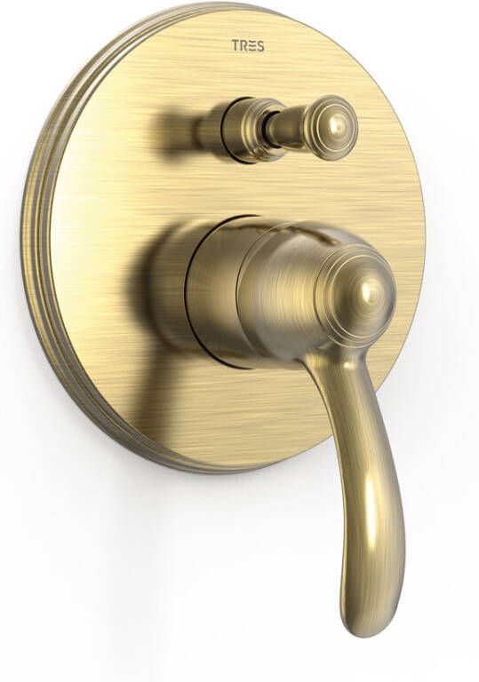 Tres Douchekraan Clasic | Inbouw | Mengkraan | Excl.Inbouwdeel | 2-weg | Vintage | Messing oud