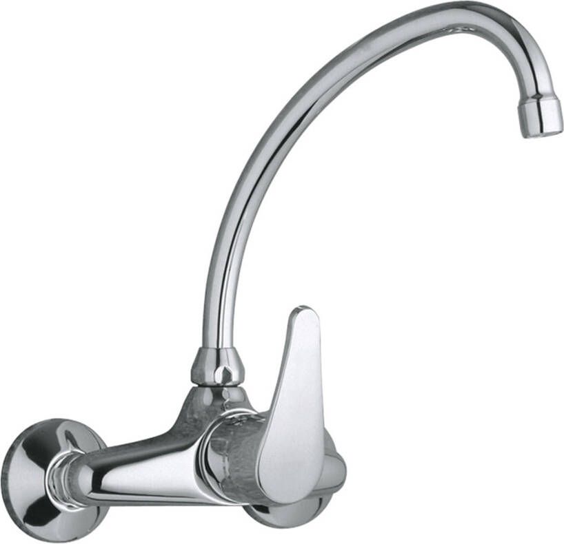 Tres Keukenkraan ECO | Wandmontage | 360° Draaibaar | Mengkraan | 1-hendel | Rond | Chroom - Foto 2