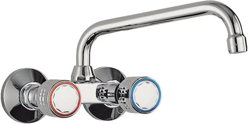 Tres Keukenkraan ESE-23 | Wandmontage | 360° Draaibaar | Mengkraan | 2-knops | Rond | Chroom - Foto 2