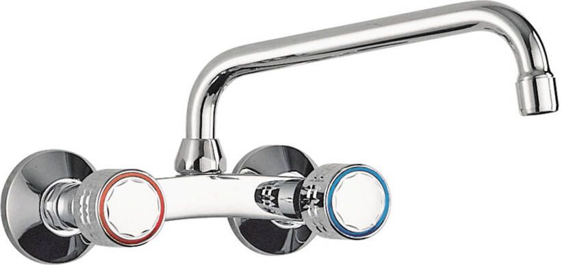 Tres Keukenkraan ESE-23 | Wandmontage | 360° Draaibaar | Mengkraan | 2-knops | Rond | Chroom - Foto 2