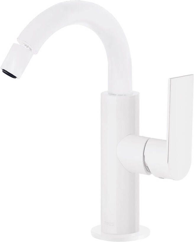 Tres Bidetmengkraan Loft Colors 1-Hendel Bidet Uitloop Gebogen 16 5 cm Rond Mat Wit - Foto 2