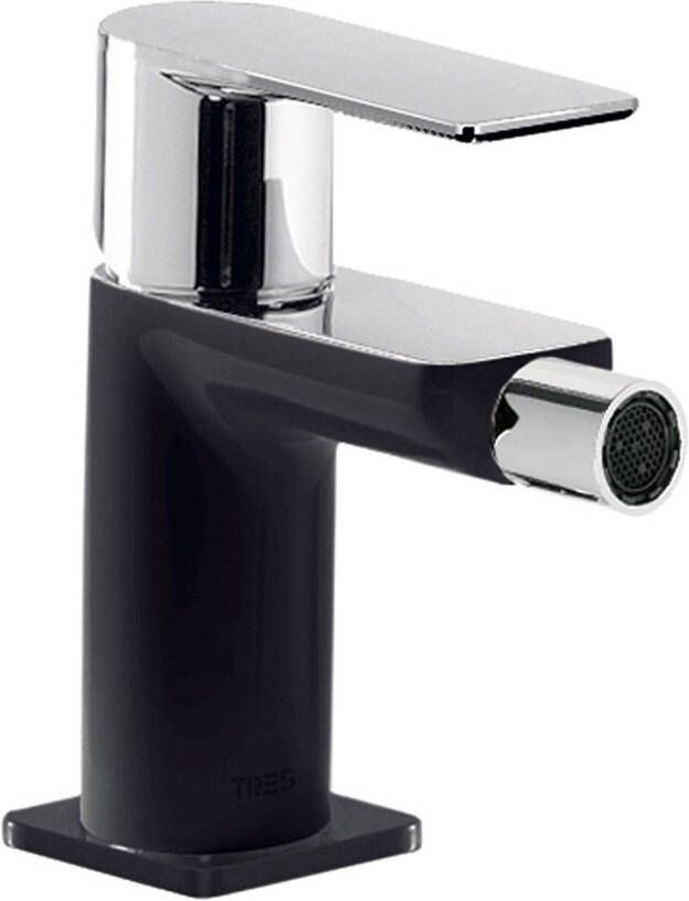 Tres Bidetmengkraan Loft Colors 1-Hendel Bidet Uitloop Recht 8 cm Rond Zwart Chroom - Foto 2
