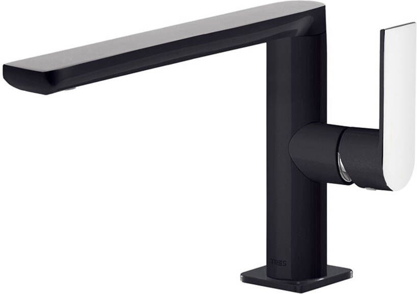 Tres Wastafelkraan Loft | Opbouw | Draaibare uitloop | Mengkraan | Standaard model | 1-hendel | Rond | Zwart chroom - Foto 2