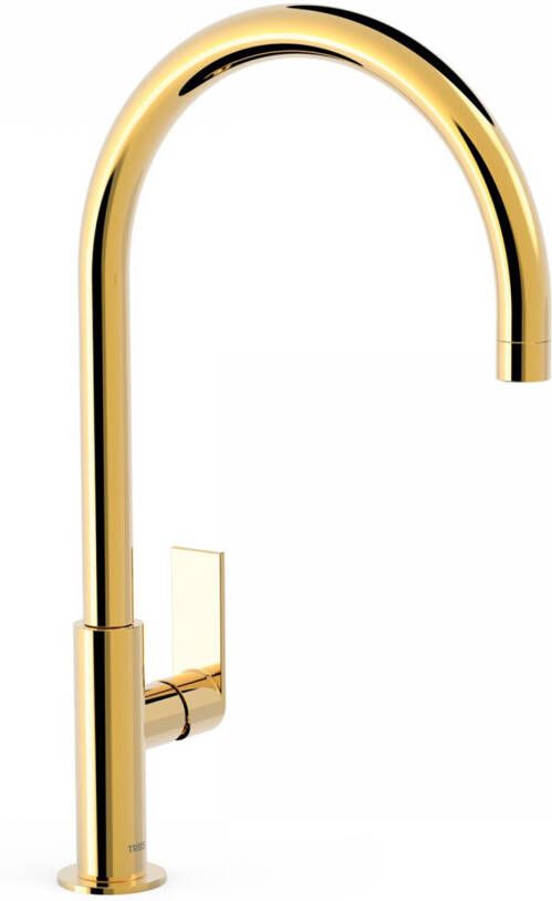Tres Wastafelkraan Loft | Opbouw | Draaibare uitloop | Mengkraan | Hoog model | 1-hendel | Rond | 24k Goud glans