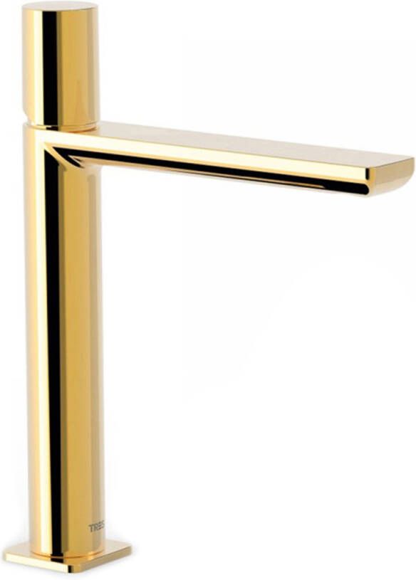 Tres Wastafelkraan Loft | Opbouw | Mengkraan | Hoog model | 1-knop | Rond | 24k Goud glans