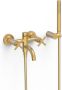 Tres Badkraan Mont Blanc | Opbouw | Mengkraan | Incl.Handdoucheset | 2-weg | hoh 15 cm | 2-hendels | Rond | 24k Goud mat - Thumbnail 1
