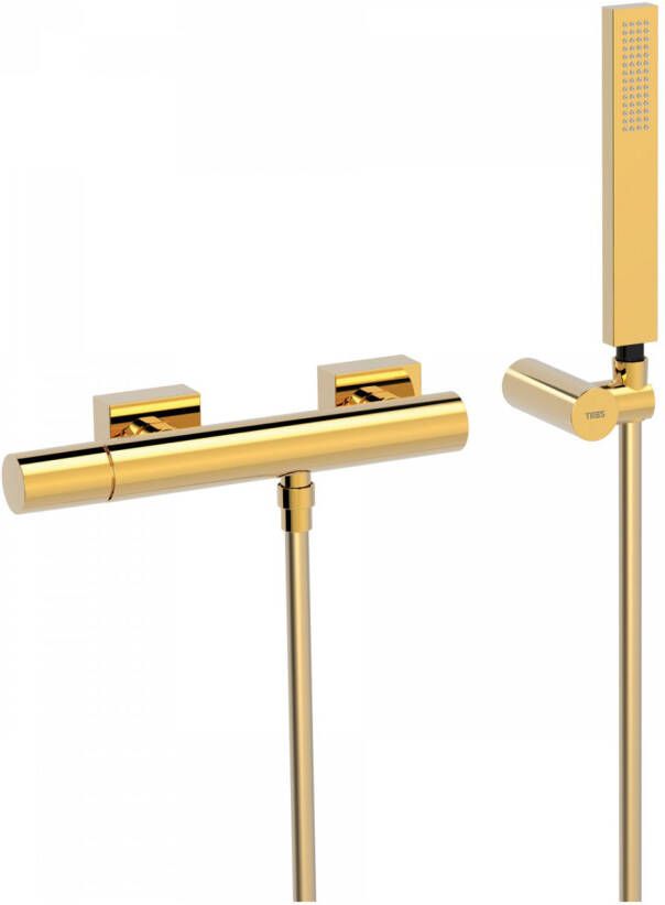 Tres Douchekraan Project | Opbouw | Mengkraan | 1-weg | hoh 15 cm | 1-knop | Rond | 24k Goud glans