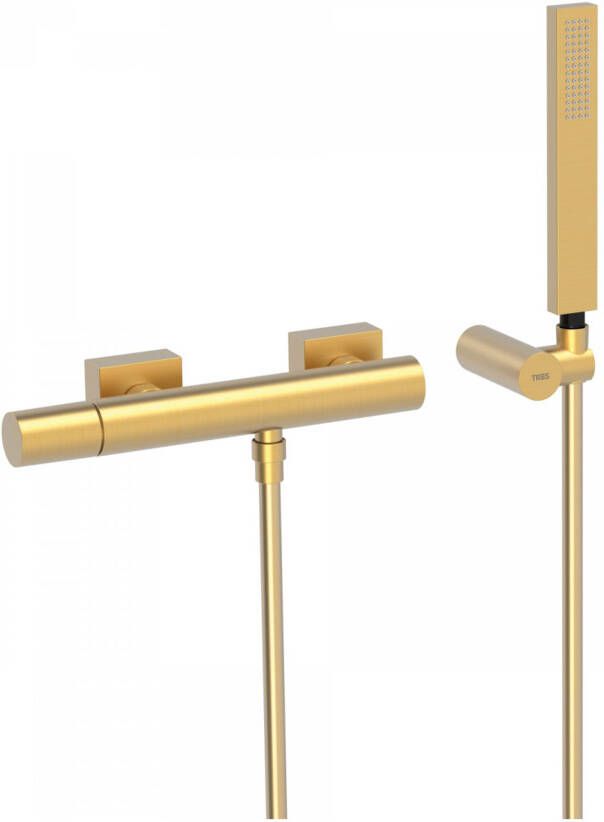 Tres Douchekraan Project | Opbouw | Mengkraan | 1-weg | hoh 15 cm | 1-knop | Rond | 24k Goud mat