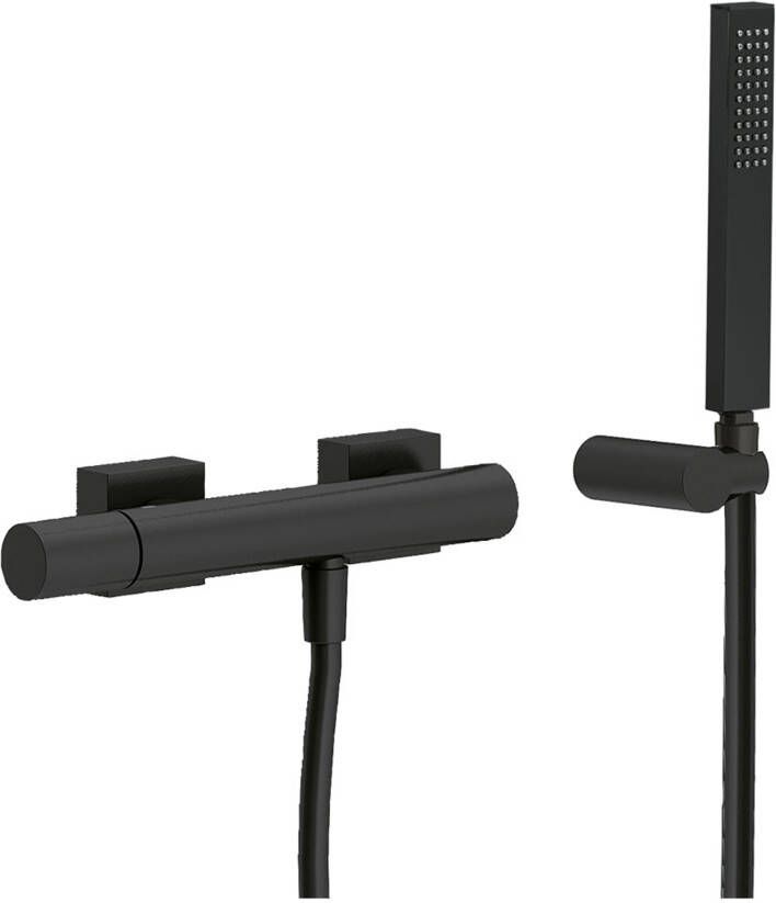 Tres Douchekraan Project | Opbouw | Mengkraan | 1-weg | hoh 15 cm | 1-knop | Rond | Zwart