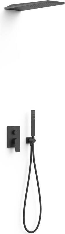 Tres Regendoucheset Inbouw Project Vierkant 30 cm Met Wanddouche en Handdoucheset met Staafhanddouche Rapid Box Mat Zwart - Foto 6