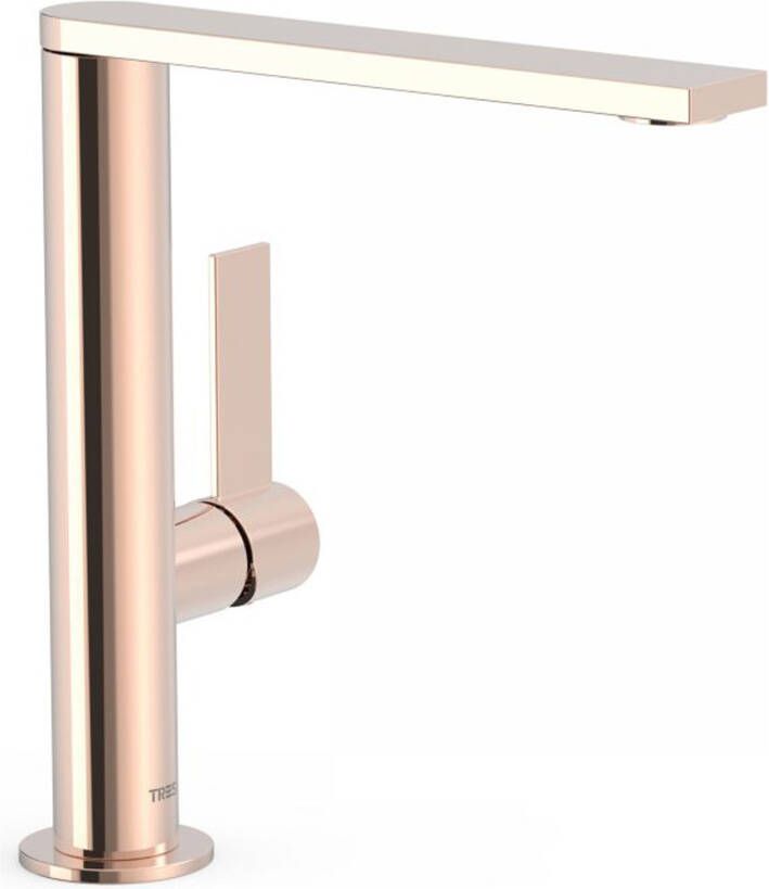 Tres Wastafelkraan Project | Opbouw | Draaibare uitloop | Mengkraan | Hoog model | 1-hendel | Rond | 24k Rose goud