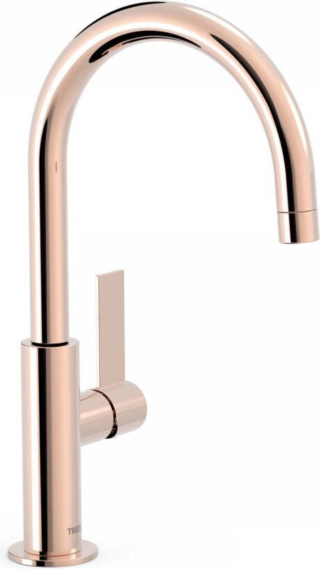 Tres Wastafelkraan Project | Opbouw | Draaibare uitloop | Mengkraan | Hoog model | 1-hendel | Rond | 24k Rose goud