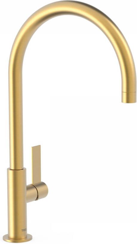 Tres Wastafelkraan Project | Opbouw | Draaibare uitloop | Mengkraan | Hoog model | 1-hendel | Rond | 24k Goud mat