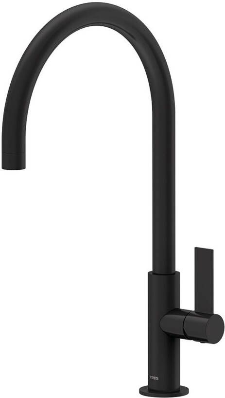 Tres Wastafelkraan Project | Opbouw | Draaibare uitloop | Mengkraan | Hoog model | 1-hendel | Rond | Zwart mat
