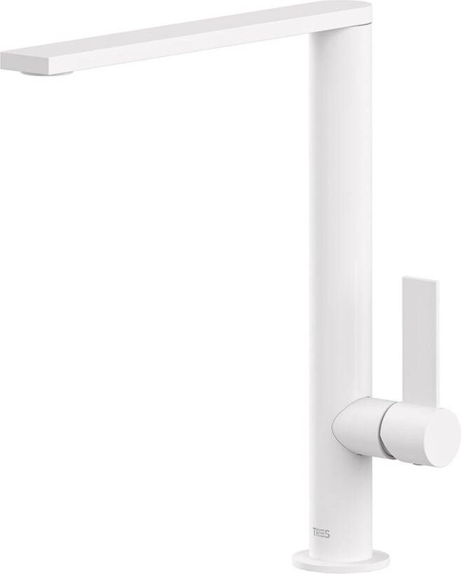 Tres Wastafelkraan Project | Opbouw | Draaibare uitloop | Mengkraan | Hoog model | 1-hendel | Rond | Wit mat - Foto 2