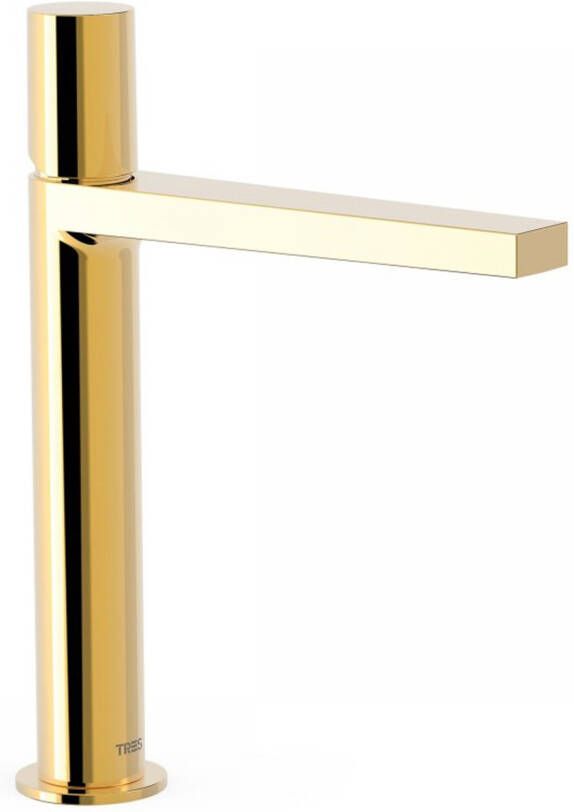 Tres Wastafelkraan Project | Opbouw | Mengkraan | Hoog model | 1-knop | Rond | 24k Goud glans