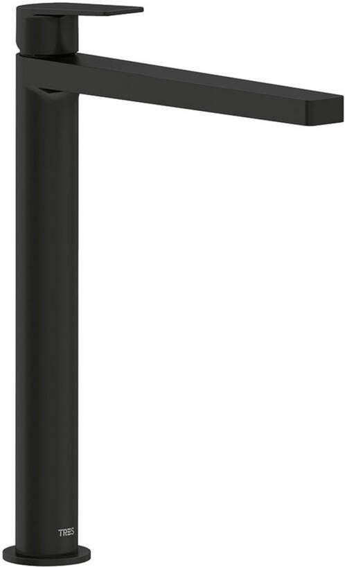 Tres Wastafelkraan Project | Opbouw | Mengkraan | Hoog model | 1-hendel | Rond | Zwart mat