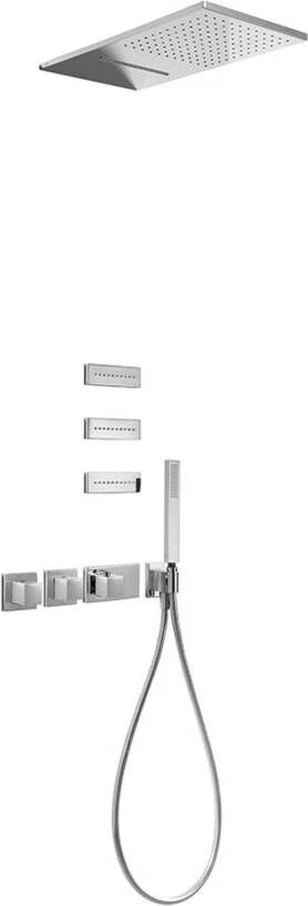 Tres Exclusive thermostatische inbouw regendouche met waterval en rugmassage incl. handdouche 20725401