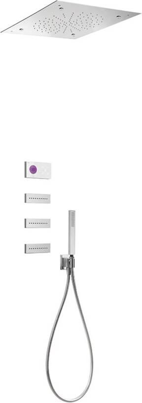 Tres Regendouche set electronisch Shower technology | Inbouw | Thermostaatkraan | 4-weg | Vierkant | Chroom
